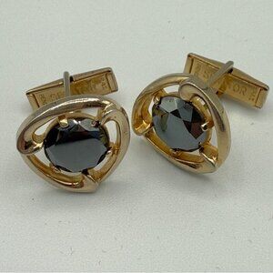 RARE Sherman Senator Cufflinks with Hematite and Gold Plated Vintage Cufflinks